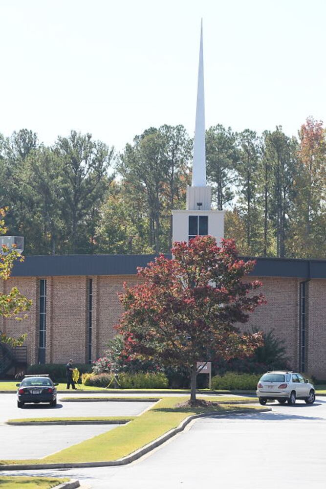 The scene at the church Wednesday morning