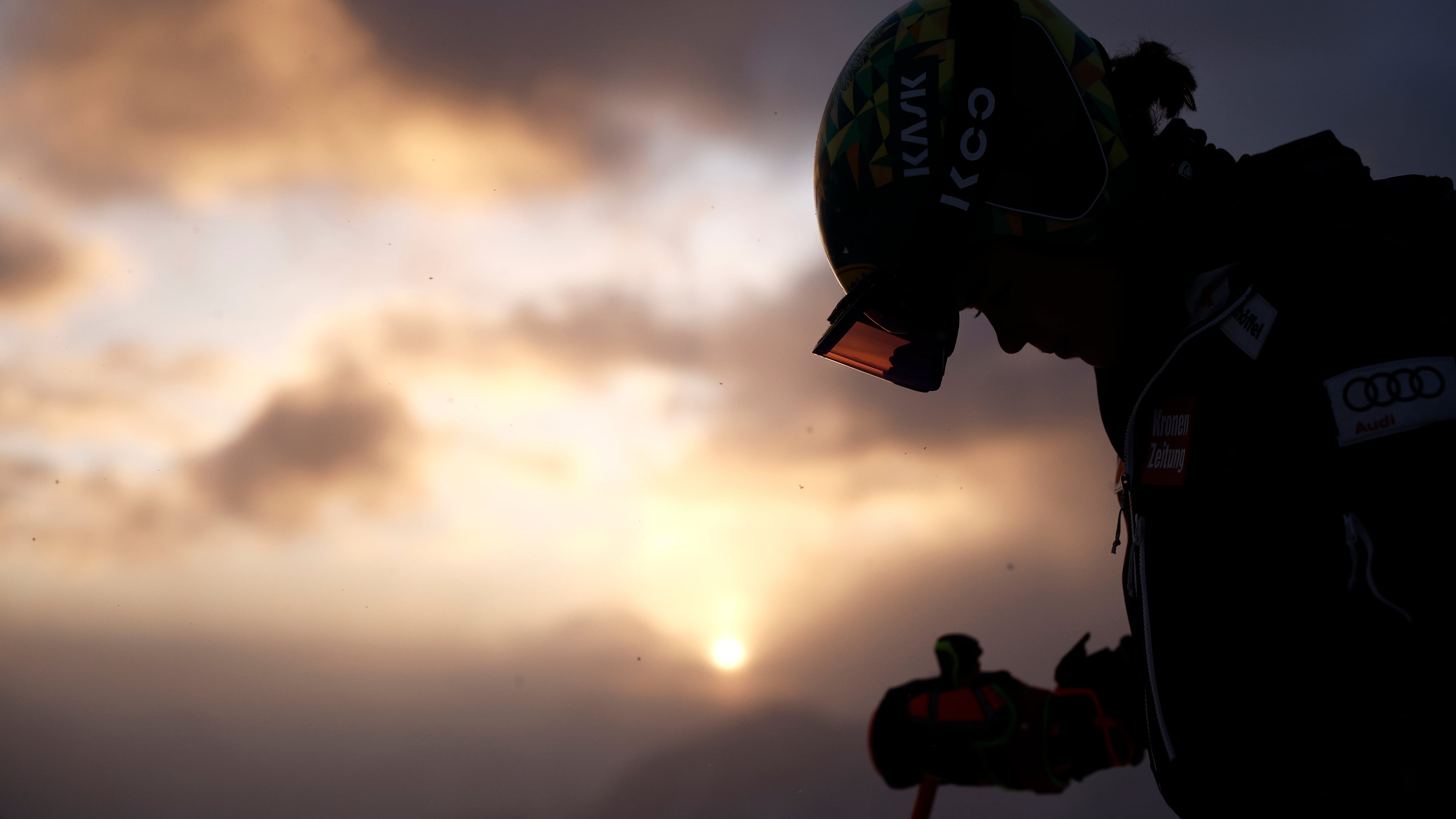 Austria's Julia Scheib concentrates ahead of the first run of an alpine ski, women's World Cup giant slalom, in Soelden, Austria, Saturday, Oct. 25, 2025. (AP Photo/Gabriele Facciotti)