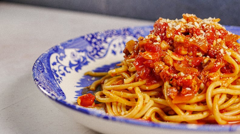 Bucatini Amatriciana from the menu of Serena Pastaficio. / Courtesy of Serena Pastaficio