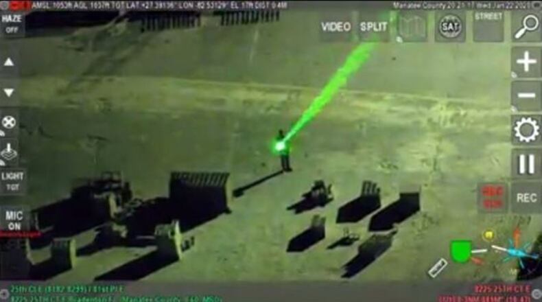 Charlie Chapman Jr., 41, is accused of blinding a pilot and shooting a laser pointer at planes and a police helicopter in Sarasota.