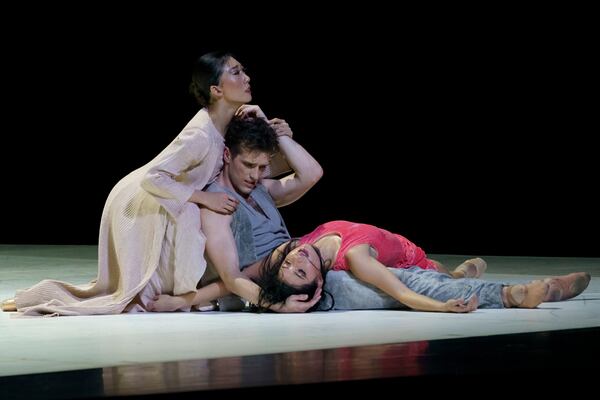 Atlanta Ballet's Sujin Han, Patric Palkens and Mikaela Santos in the final, dramatic trio of "Snowblind." (Photos by Kim Kenney)