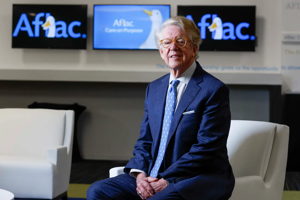 Aflac CEO Dan Amos — pictured posing for a photograph at the company’s headquarters in Columbus in November — is now the longest-serving CEO of a Fortune 250 company following Warren Buffett’s retirement from Berkshire Hathaway. (Miguel Martinez/AJC)