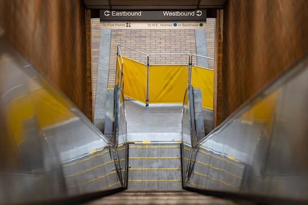 Inside the Vine City MARTA station after nine people were injured following a Beyoncé concert after an accident occurred with the station's escalator on Tuesday, July 15, 2025. (Ben Hendren for the AJC)