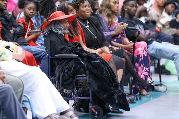 Lessie Benningfield "Mother" Randle, one of the final two survivors at 109 years old, listens during the Legacy event for the Tulsa Race Massacre on Sunday, June 1, 2025, at Greenwood Cultural Center in Tulsa, Okla. (AP Photo/Joey Johnson)