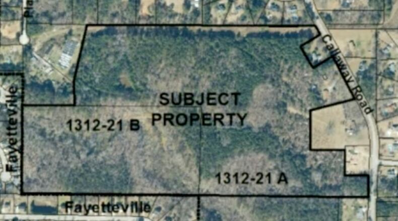 Property off Callaway Road east of Fayetteville will be developed into more than 40 single-family homes. Courtesy Fayette County