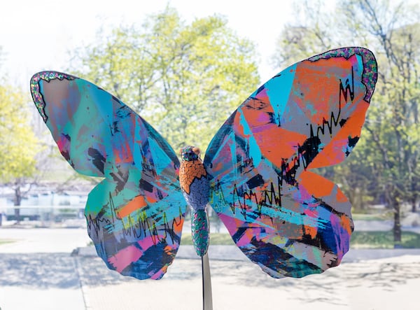 Starting Saturday, "Flight of Butterflies" displays 25 sculptures along WildWoods' winding forest trail at Fernbank natural history museum. (Courtesy of Fernbank)