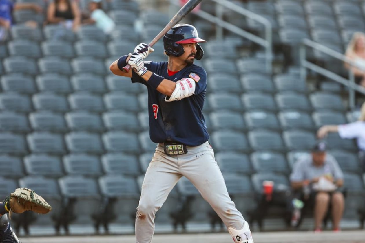 Former Georgia shortstop Kolby Branch, pictured hitting for USA Baseball, batted .111 with two hits, six walks, six strikeouts and five stolen bases at Team USA training camp. (Courtesy of USA Baseball)