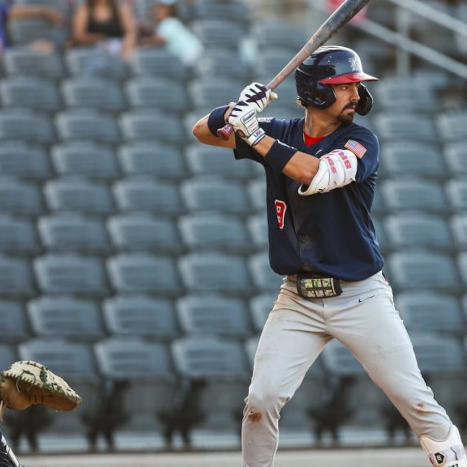 Former Georgia shortstop Kolby Branch, pictured hitting for USA Baseball, batted .111 with two hits, six walks, six strikeouts and five stolen bases at Team USA training camp. (Courtesy of USA Baseball)