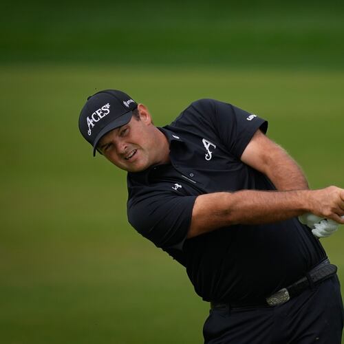 Patrick Reed of the United States plays his second shot on the 3rd hole during the final round of the Dubai Desert Classic in United Arab Emirates, Sunday, Jan. 25, 2026. (AP Photo/Altaf Qadri)