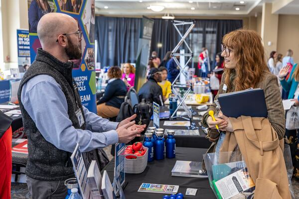 Berry College juniors and seniors from the education department were invited to explore positions with local education partners during a job fair in February. (Courtesy of Jeff Brown/Berry College)