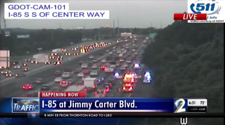 A death investigation on I-85 South at Jimmy Carter Boulevard brought the Friday morning commute to a standstill for drivers in Gwinnett County.