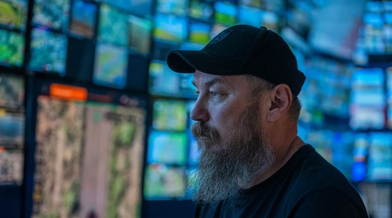 Maj. Robert "Magyar" Brovdi stands in the control room during a long-range unmanned aerial vehicle operation targeting Russian positions in an undisclosed location in Ukraine on Friday, Aug. 7, 2026. (AP Photo/Dan Bashakov)