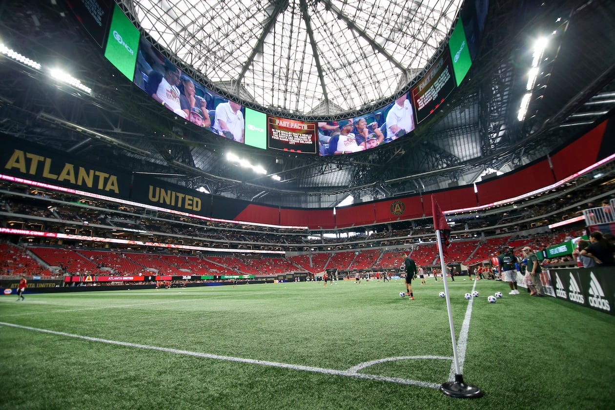 General view of Mercedes-Benz Stadium before an MLS soccer match between Atlanta United and the Portland Timbers Sunday, June 24, 2018, in Atlanta, Ga. (Brett Davis/AP File)