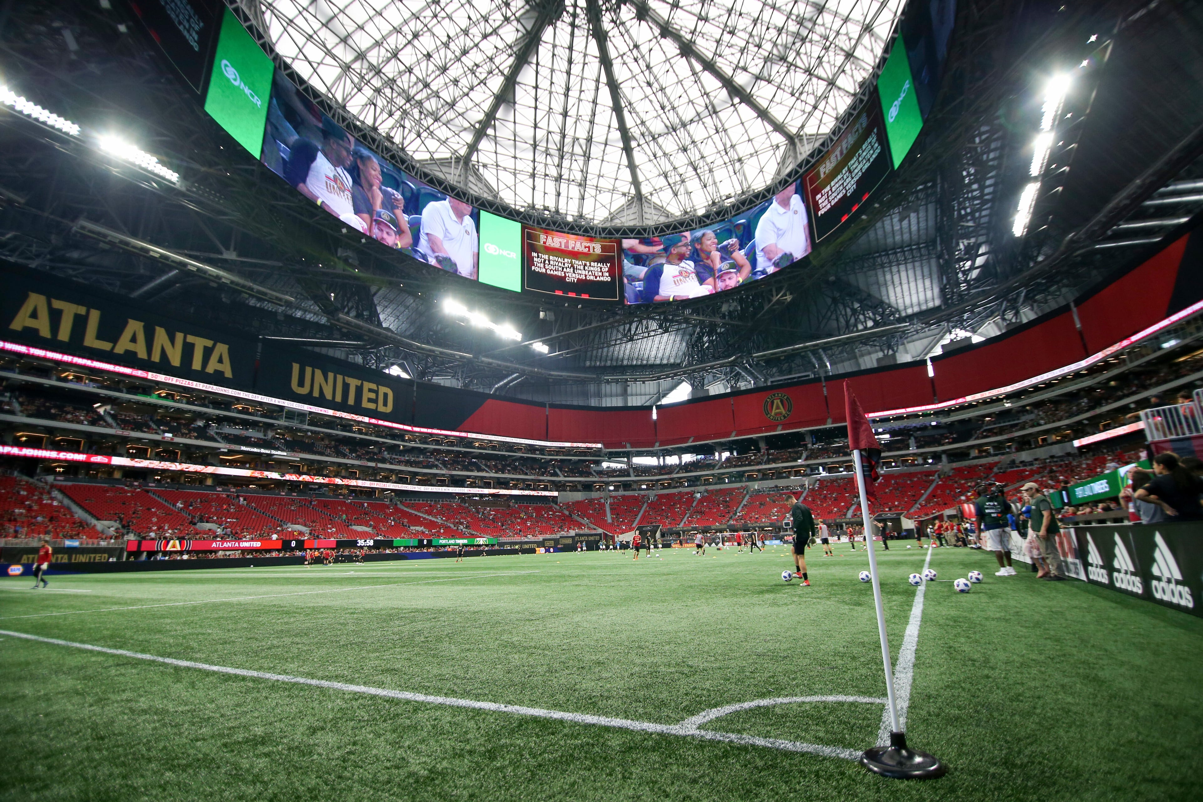 A view of the Mercedes-Benz Stadium before an MLS soccer match between Atlanta United and the Portland Timbers in Atlanta. (Brett Davis/AP 2018)