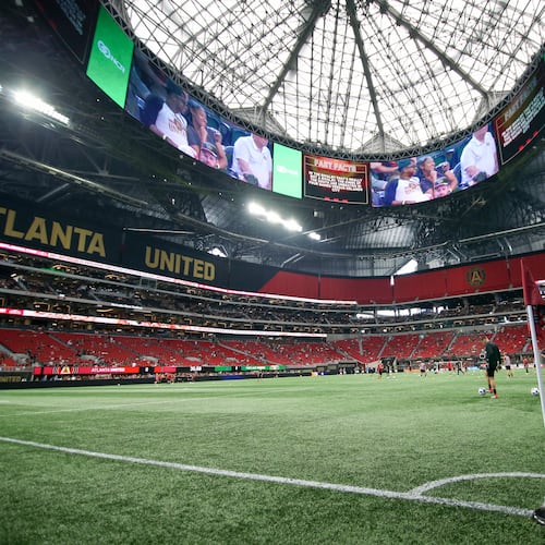 General view of Mercedes-Benz Stadium before an MLS soccer match between Atlanta United and the Portland Timbers Sunday, June 24, 2018, in Atlanta, Ga. (Brett Davis/AP File)