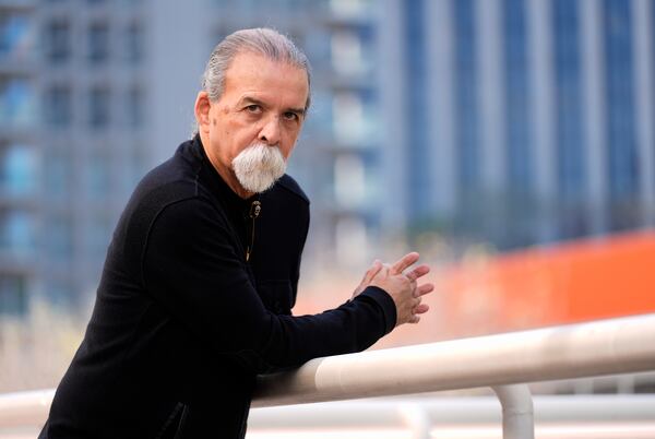 Harry Gamboa Jr., a founding member of the Chicano art collective Asco, poses for a portrait to promote the documentary film "ASCO: Without Permission" on Wednesday, March 19, 2025, in Los Angeles. (AP Photo/Chris Pizzello)