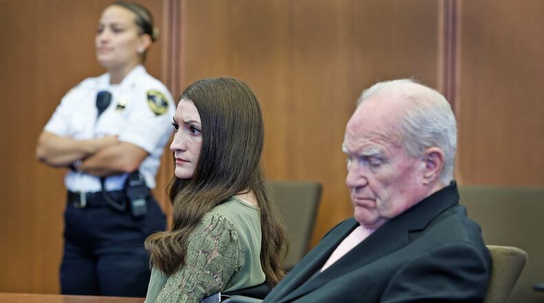 Defendant Lindsay Clancy and attorney Kevin Reddington listen to Judge William Sullivan declare a mistrial in Clancy's murder trial on Friday, Sept. 4, 2026, in Plymouth, Mass. (Greg Derr/The Patriot Ledger via AP, Pool)