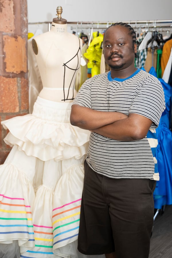 Fashion designer/founder of Agbobly, Jacques Agbobly, poses for a portrait on Thursday, May 1, 2025, in New York. (AP Photo/Gary Gerard Hamilton)