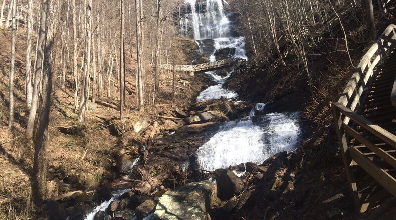 Amicalola Falls is one of over 50 waterfalls you can learn more about and navigate your way to thanks to the free Discover Georgia’s Waterfalls app. JILL VEJNOSKA / JVEJNOSKA@AJC.COM