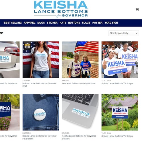 A new report from domain intelligence company WhoisXML API found 270 web domains tied to Georgia political campaigns, many of which appear to be scam sites with no connection to the campaigns, like this one which looks like an online store for Keisha Lance Bottoms' Democratic campaign for governor. (AJC File)