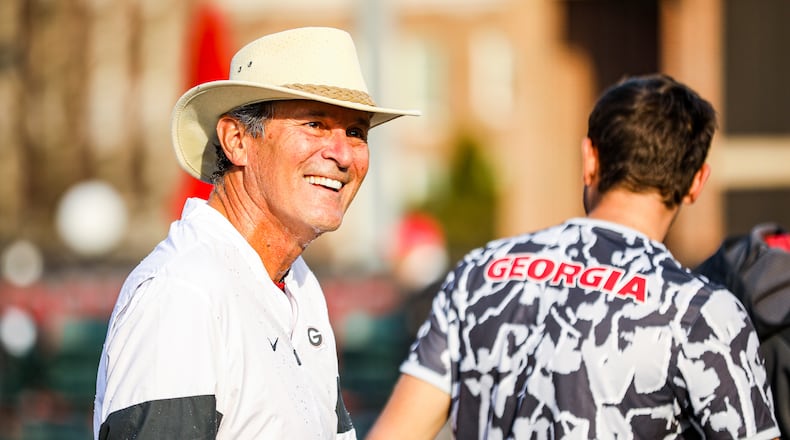 Georgia head coach Manuel Diaz during a match against Ohio State on Mikael Pernfors Center Court at Henry Field Tennis Stadium at the Dan Magill Tennis Complex on Sunday, March 1, 2020. (Photo by Tony Walsh)