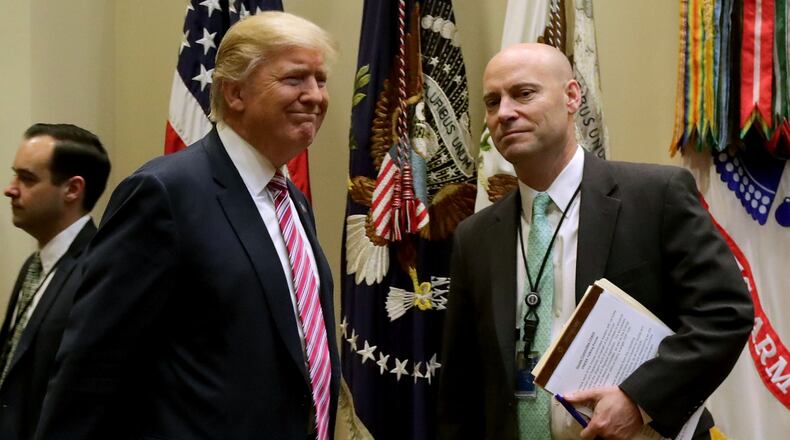 President Donald Trump arrives for a White House meeting with his director of legislative affairs, Marc Short, and House of Representatives committee leaders in March to discuss the American Health Care Act. (Photo by Chip Somodevilla/Getty Images)