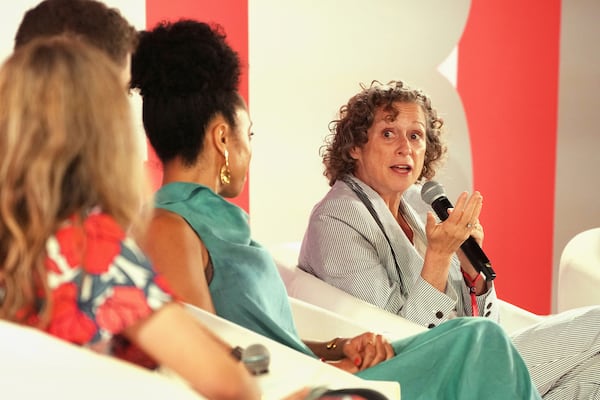 Abigail Disney speaks during The Elevate Prize Foundation's Make Good Famous Summit, Tuesday, May 13, 2025, in Miami Beach, Fla. (AP Photo/Marta Lavandier)