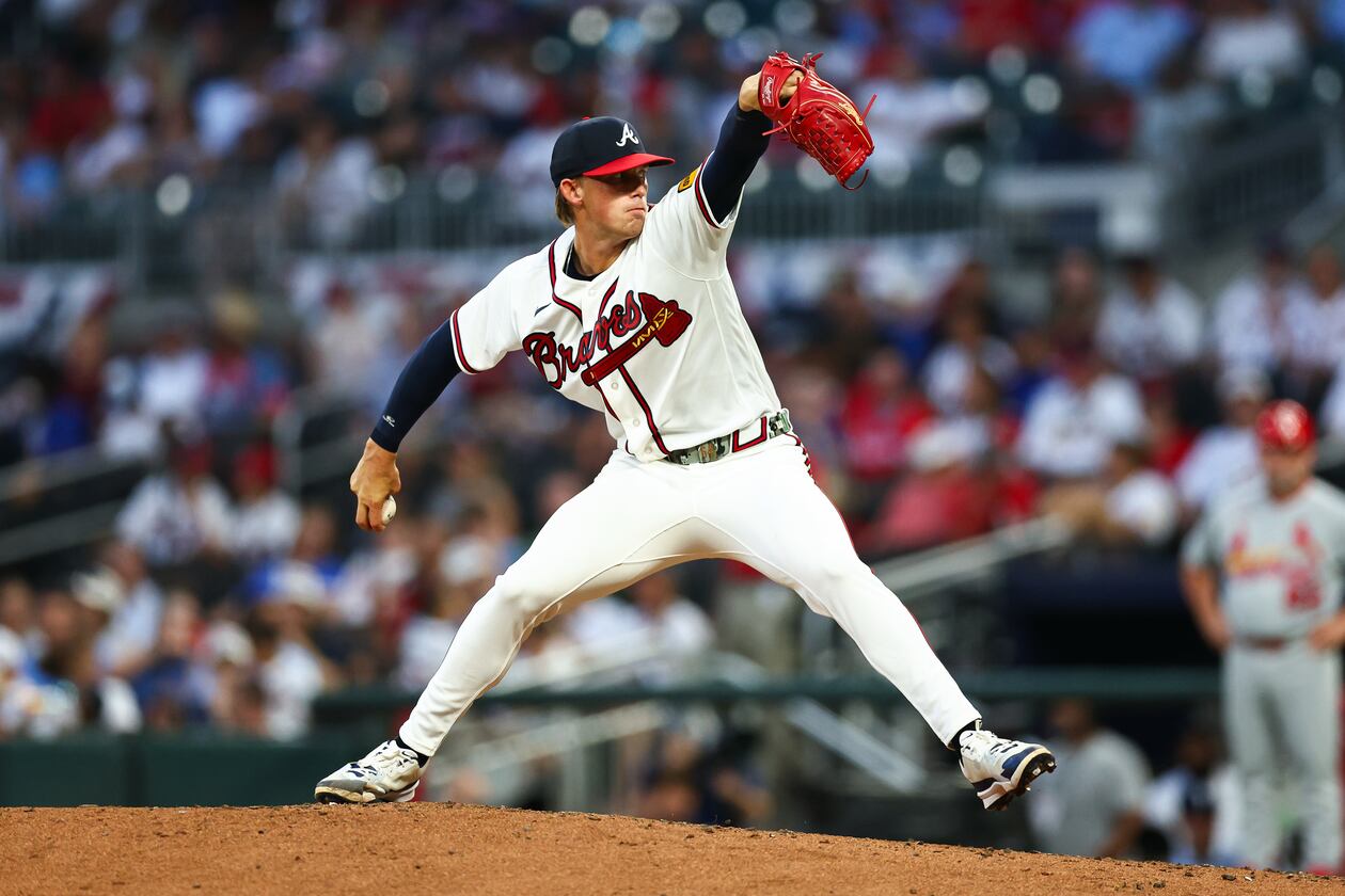 Atlanta Braves pitcher Hurston Waldrep delivers in the fifth inning of a baseball game against the St. Louis Cardinals, Thursday, July 2, 2026, in Atlanta. (AP Photo/Colin Hubbard)