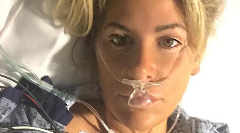 Kim Zolciak posted this photo today on Instagram. She is not out of the woods yet.