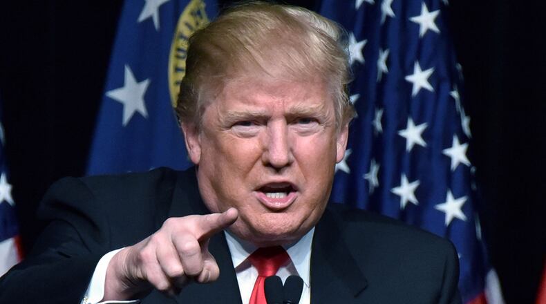 Republican front-runner Donald Trump brought his campaign to Atlanta on Sunday, where he addressed a crowd at the Georgia World Congress Center.