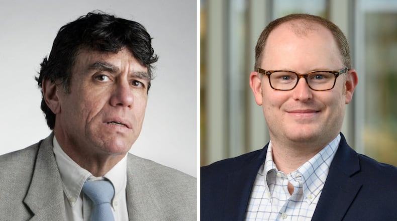 Atlanta Journal-Constitution senior economic writer Michael Kanell, left, and his editor, J. Scott Trubey, discussed the state's economy Thursday on "Politically Georgia."