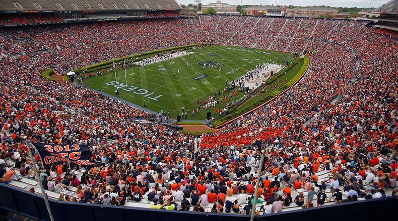 Auburn played their NCAA college football spring game in front of 62,000 fans on Saturday, April 18, 2015 in Auburn, Ala. (Todd J. Van Emst/Opelika-Auburn News via AP) MANDATORY CREDIT