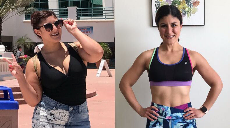 In the photo on the left, taken in 2017, Jeanerys De Santiago weighed 156 pounds. In the photo on the right, taken this year, she weighed 120 pounds. (All photos contributed by Jeanerys De Santiago)