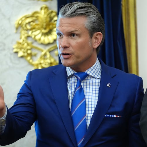 Defense Secretary Pete Hegseth speaks in the Oval Office of the White House during an executive order signing about quantum computing with President Donald Trump, Monday, June 22, 2026, in Washington. (AP Photo/Jacquelyn Martin)