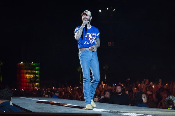 Post Malone performs during the Coachella Valley Music and Arts Festival, April 13, 2025, in Indio, California. (Photo by Amy Harris/Invision/AP)