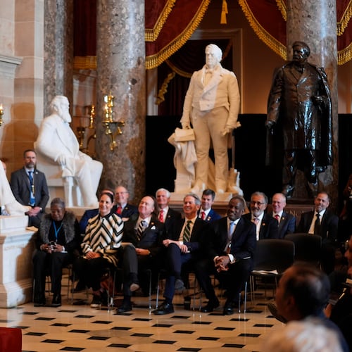 FILE - President Donald Trump speaks during the National Prayer Breakfast, at the Capitol in Washington, Feb. 6, 2025. (AP Photo/Evan Vucci, File)