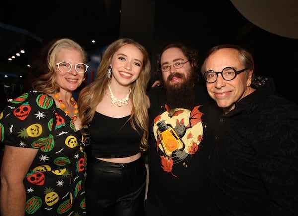 Ben Armstrong (right), co-owner of Netherworld, with his family: his wife (left), Laura and two children, Rachel and Max, at the 2023 Netherworld wrap party. All are involved with Netherworld in some capacity. (Courtesy)