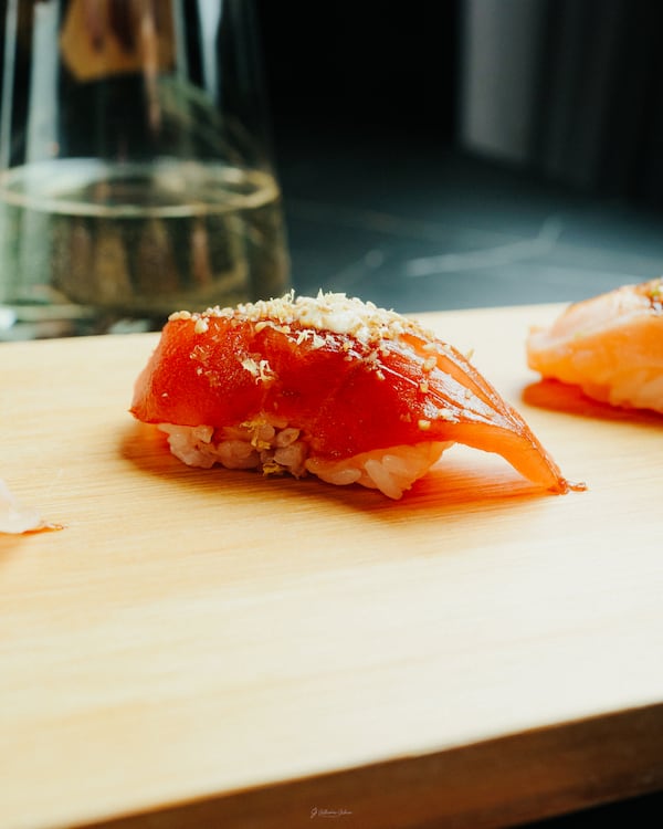 The nigiri lineup at NoriFish includes toro (tuna). (Courtesy of Gabriel Viloria/NoriFish)