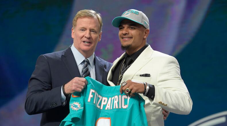 Alabama safety Minkah Fitzpatrick is selected 11th overall by the Miami Dolphins during the NFL Draft at AT&T Stadium in Arlington, Texas, on Thursday, April 26, 2018. (Max Faulkner/Fort Worth Star-Telegram/TNS)