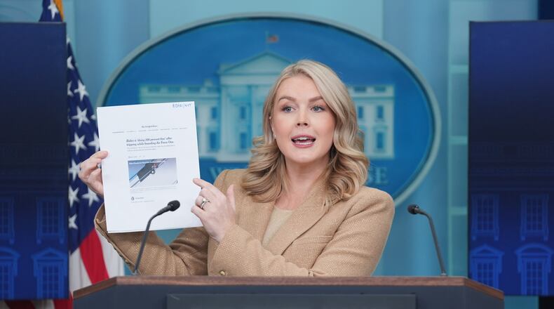 White House press secretary Karoline Leavitt speaks during a press briefing at the White House, Monday, Dec. 1, 2025, in Washington. (AP Photo/Evan Vucci)