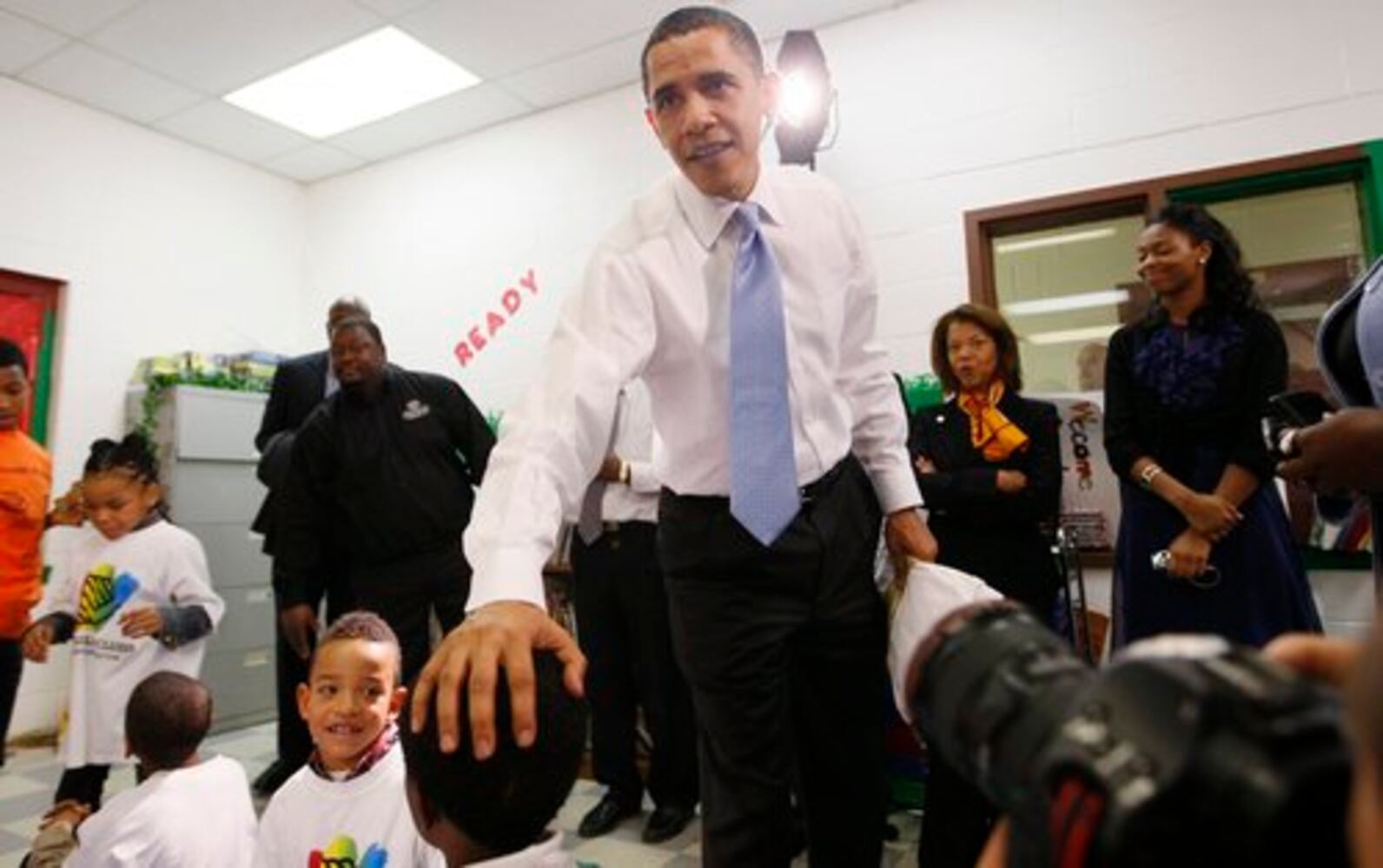 President Barack Obama reads "The Polar Express" to children