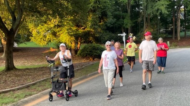 Bill Thorn, the only person to have completed every AJC Peachtree Road Race, finished his 52nd Peachtree July 4, 2021 near his home in Fayette County. (Photo courtesy Cheryl Thrasher)