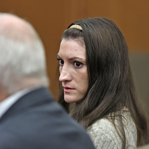 Lindsay Clancy looks to her lawyer Kevin Reddington as the jury keeps deliberating at her murder trial at Plymouth Superior Court in Plymouth, Mass., Tuesday, Sept. 1, 2026. (Greg Derr/The Patriot Ledger via AP, Pool)