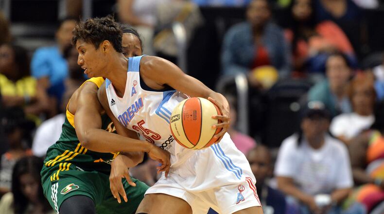 Atlanta’s Angel McCoughtry is entering her eighth season in the WNBA. BRANT SANDERLIN /BSANDERLIN@AJC.COM .
