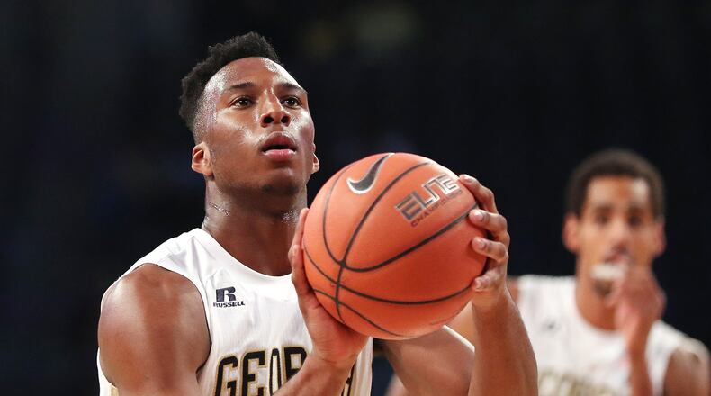 Georgia Tech guard Josh Okogie shoots a free throw against the Southern Jaguars in an NCAA college basketball game at McCamish Pavilion on Monday, Nov. 14, 2016, in Atlanta. Curtis Compton/ccompton@ajc.com