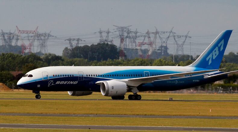 A Boeing 787 Dreamliner taxis after landing at the Paris Air Show in 2011. (AP Photo/Francois Mori)
