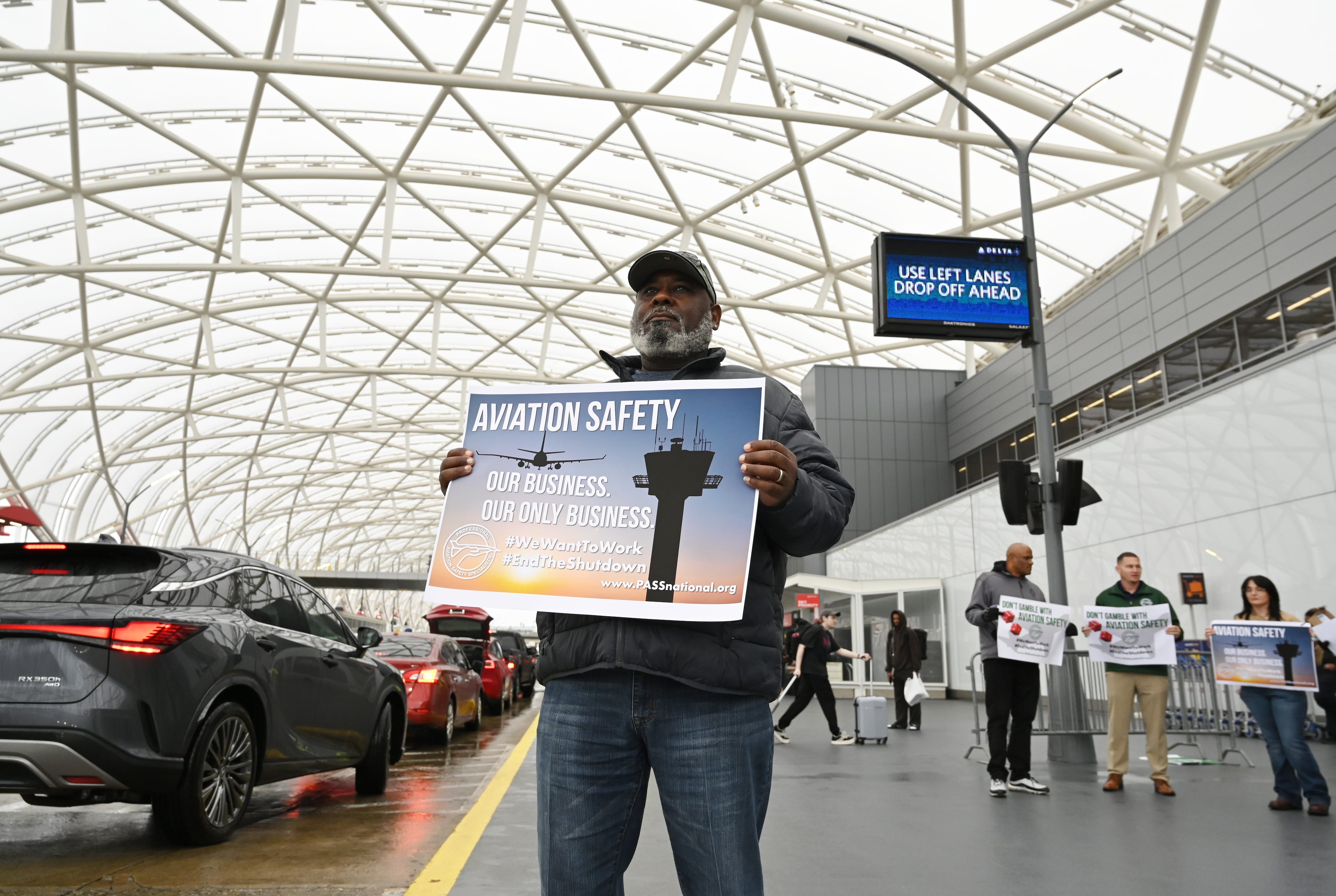 Furloughed and unpaid members of the Federal Aviation Administration have demonstrated at Hartsfield-Jackson against the shutdown.