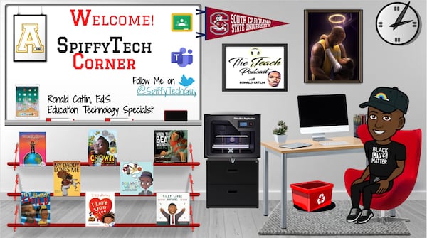 Ronald Catlin, an education technology specialist at  Kennesaw State University's iTeach Center, said teachers who create virtual classrooms,  can help build relationships even when class isn't meeting in-person. Catlin's virtual classroom features books with Black children as the main characters. A big fan of Kobe Bryant, he also added a poster of the basketball star to his online space.