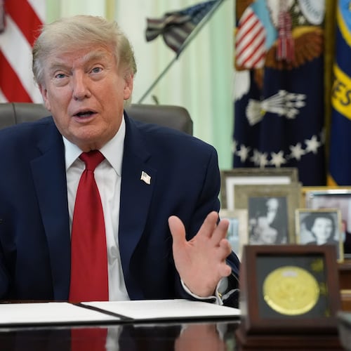 President Donald Trump speaks before signing a presidential memo to the EPA on pollution control in vehicles, in the Oval Office of the White House, Monday, June 29, 2026, in Washington. (AP Photo/Jacquelyn Martin)