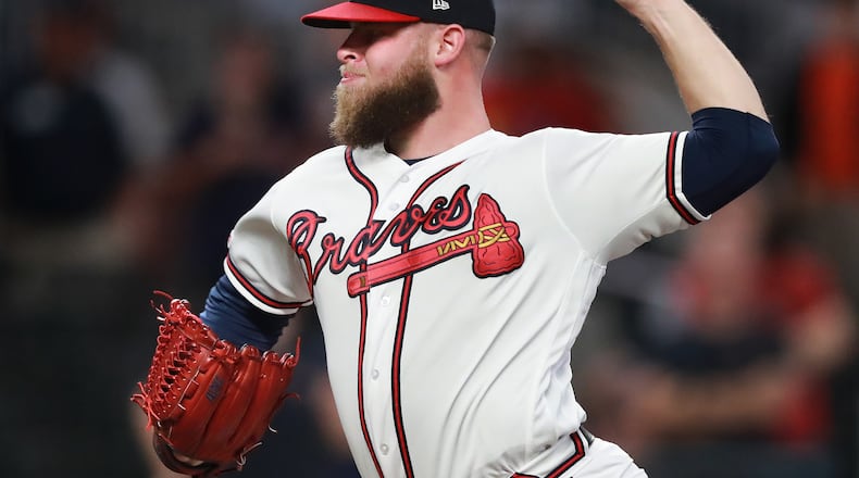 Braves pitcher A.J. Minter. Curtis Compton/ccompton@ajc.com